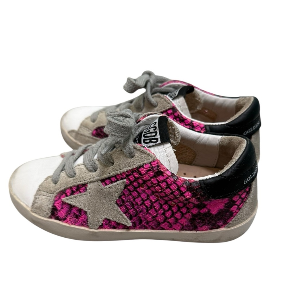 GOLDEN GOOSE Superstar Kids Fuchsia Snakeskin Sneakers - Size 25 / 8.5 - Picture 7 of 13